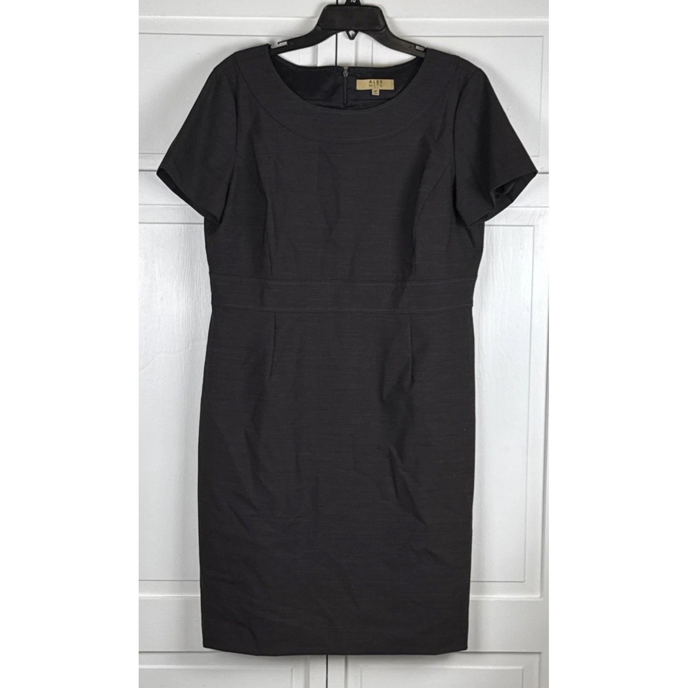 Alex Marie Womens Sheath Dress 14P Brown Wool Blend Business Professional Mod - Picture 1 of 6